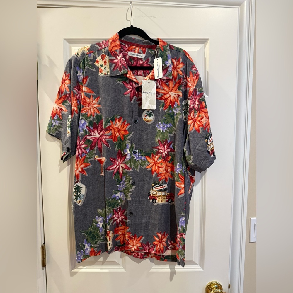 Tommy Bahama Christmas Themed Gray Shirt